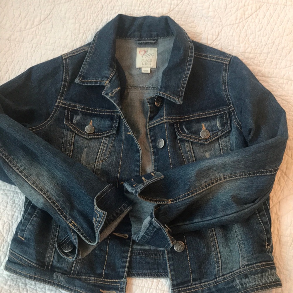 Girls distressed denim jacket